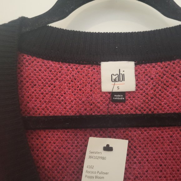 Cabi  Floral Print Sweater Black Pink Peony - Picture 2 of 3